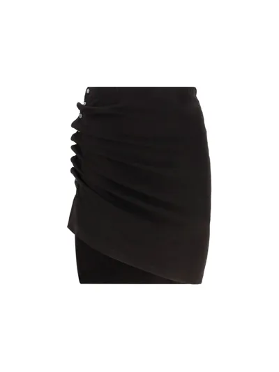 Rabanne Asymmetric Ruched Jersey Mini Skirt In Nero