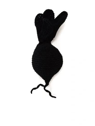 Jw Anderson Crochet Veggie Brooch In Black