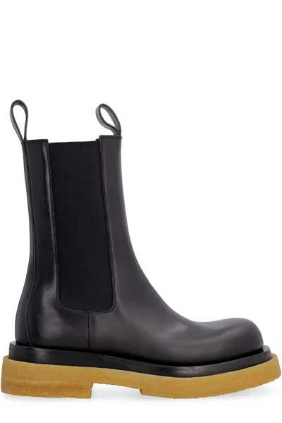 Bottega Veneta Biker Lug Black Leather Boots