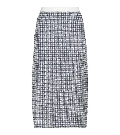 Victoria Victoria Beckham Checked Jacquard-knit Midi Skirt In Blue