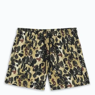 Palm Angels X Vilebrequin Swim Shorts With Turtles In Print