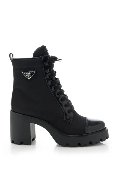 Prada Logo Plaque Ankle Boots In Multicolor