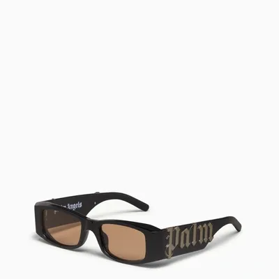 Palm Angels Black/orange Logoed Sunglasses