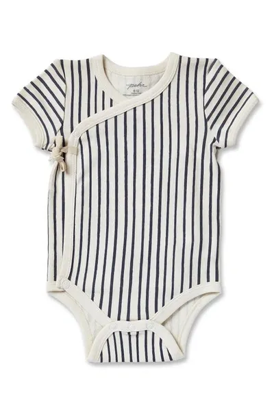 Pehr Kids' Stripes Away Organic Cotton Wrap Bodysuit In Ink