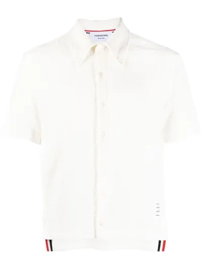 Thom Browne Rwb Stripe Polo Shirt In White