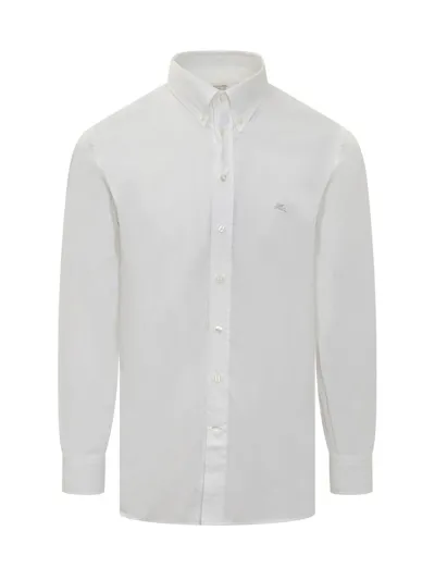 Etro Logo Embroidered Button In White