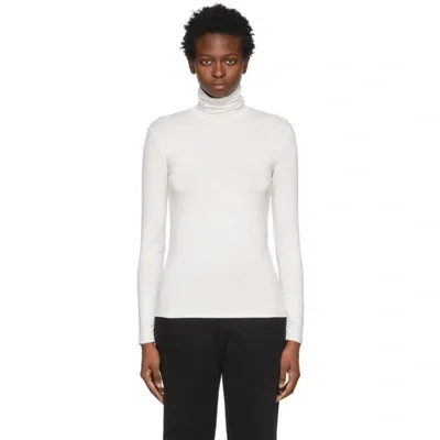 Max Mara Viscose Stretch Turtleneck Top In White