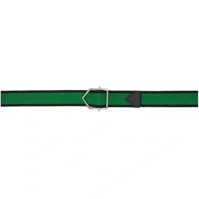 Bottega Veneta Green & Black Belt In 1045 Black Parak/bla