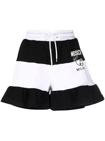 Moschino Logo-print Striped Track Shorts In Multicolor