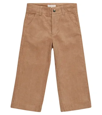 Chloé Kids' Stretch-cotton Corduroy Straight Pants In Beige