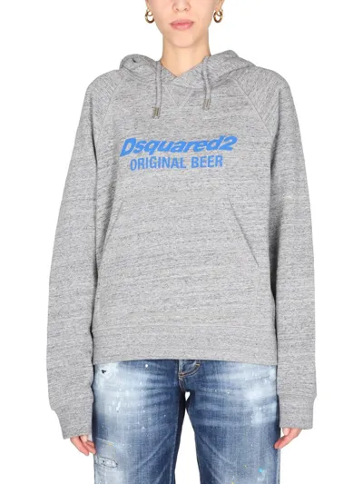 Dsquared2 Logo-print Cotton Hoodie In Gray