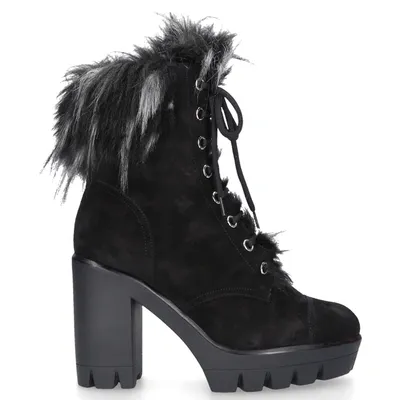 Giuseppe Zanotti Gintonic 80 Shearling Platform Booties In Schwarz