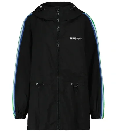 Palm Angels Rainbow-striped Track Jacket In Black