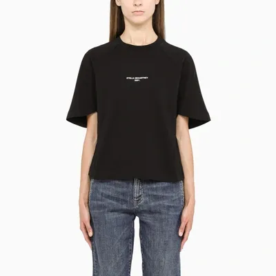 Stella Mccartney Black Logo-print Cropped T-shirt