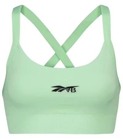 Victoria Beckham Jacquard-trimmed Stretch Sports Bra In Green