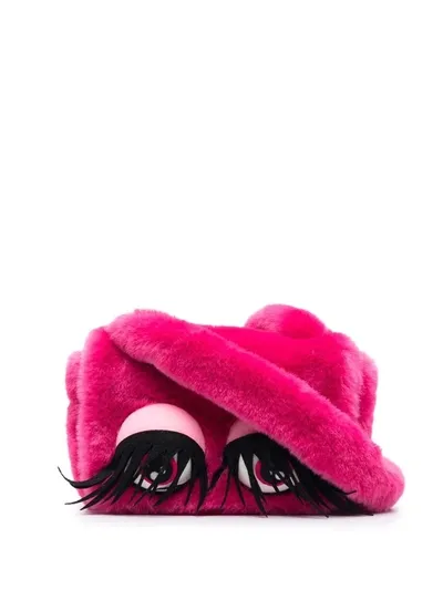 Moschino Soft Fabric Eyes Shoulder Bag In Fuchsia