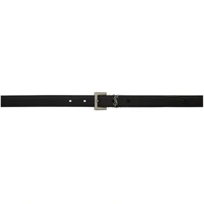 Saint Laurent Black Lambskin Monogram Belt