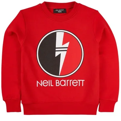 Neil Barrett Kids' Red Tricolor Branded Lightning Sweatshirt