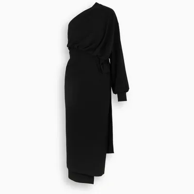 Balenciaga Black Draped One-shoulder Dress