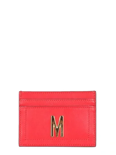 Moschino Leather Card Holder In Red