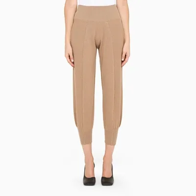 Stella Mccartney Brown Wool Jogging Trousers In Beige