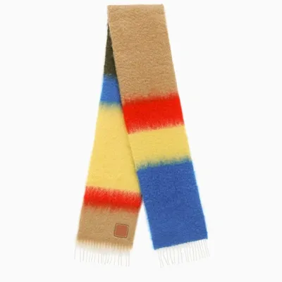 Loewe Camel/blue Colour-block Scarf In Beige