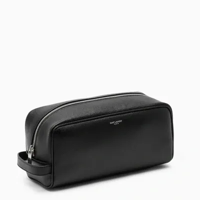 Saint Laurent Black Grained Leather Pouch