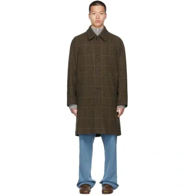 Dries Van Noten Rovey Glen Plaid Wool Coat In Umber