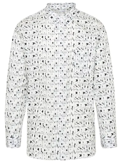 Comme Des Garçons Shirt Logo Graphic-print Cotton Shirt In White