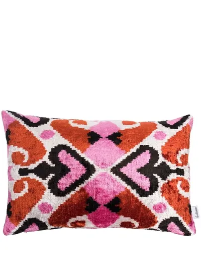 Les Ottomans Multicoloured Reversible Silk Cushion In Orange