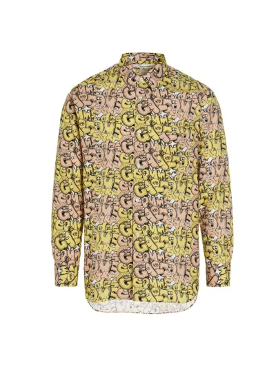 Comme Des Garçons Shirt X Kaws Graphic-print Cotton Shirt In Yellow