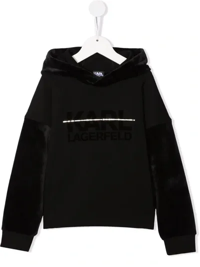 Karl Lagerfeld Kids' Graphic-print Contrast Hoodie In Black