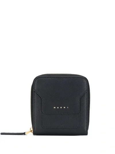 Marni Logo-debossed Zip Wallet In Black