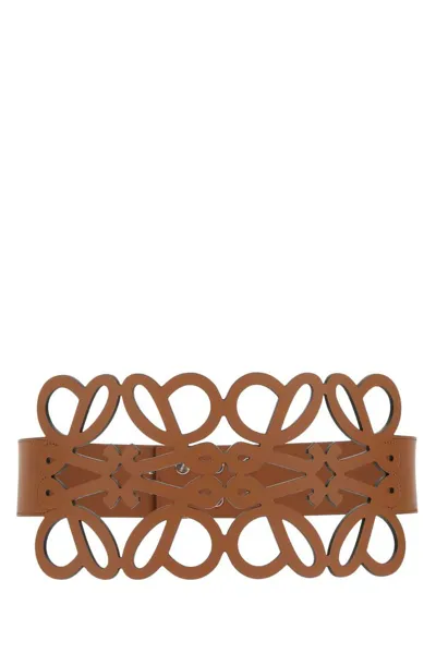 Loewe Anagram Laser-cut Leather Waist Belt In Brown