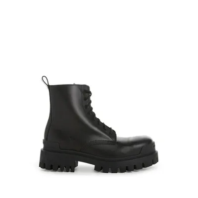 Balenciaga Black Strike Leather Combat Boots