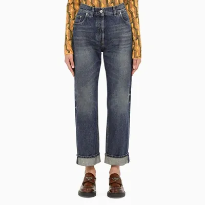 Prada Blue Turn-up Regular Jeans