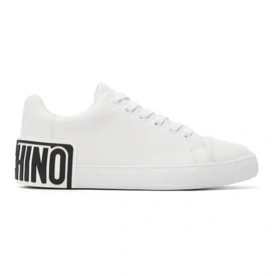 Moschino White Logo Heel Low Sneakers