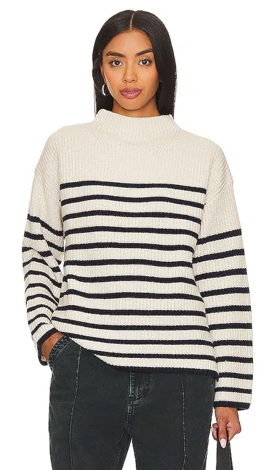 Rails Claudia Striped Funnel Neck Sweater In Ivory