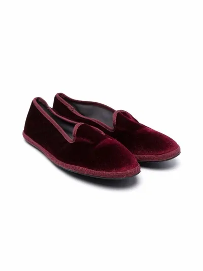 Siola Teen Velvet-effect Slip-on Loafers In Bordeaux