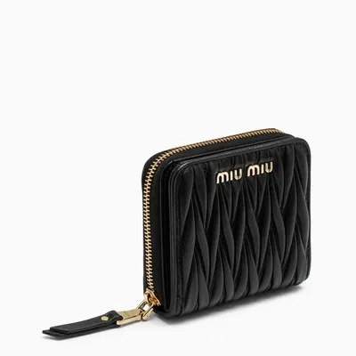 Miu Miu Black Nappa Matelassé Zipped Coin Holder