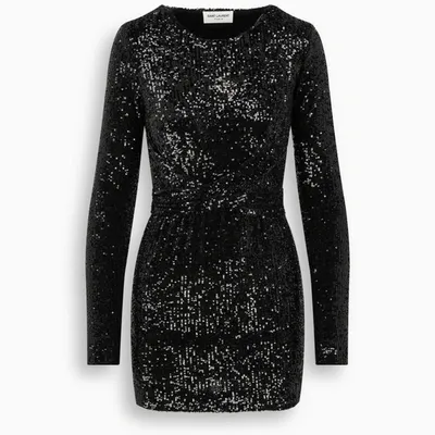 Saint Laurent Black Sequinned Mini Dress