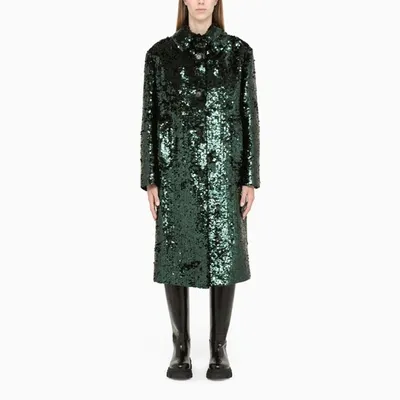 Prada Dark Green Sequined Coat