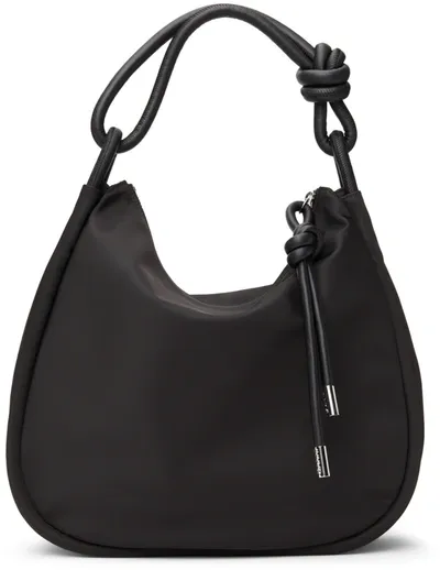 Ganni Medium Knot Recycled Tech Shoulder Bag In Black