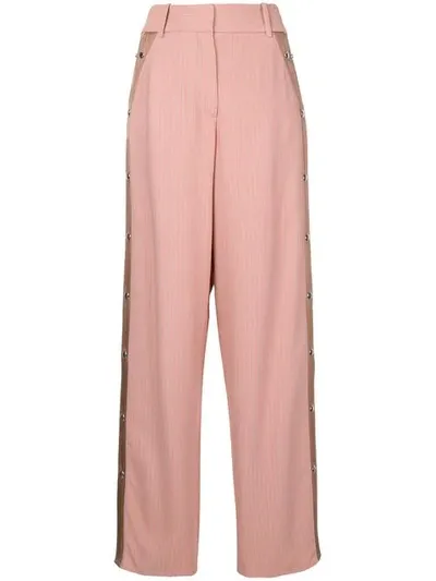 Sies Marjan Buttoned Striped Wide Leg Trousers In Pink