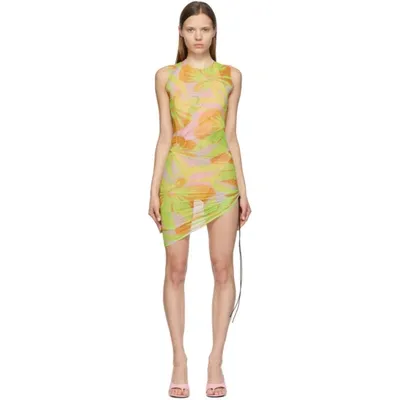 Louisa Ballou Pink & Green Heatwave Ruched Dress In Light Subli