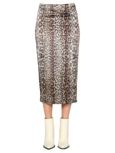 Rotate Birger Christensen Rotate Leopard Printed Pencil Skirt In Neutrals