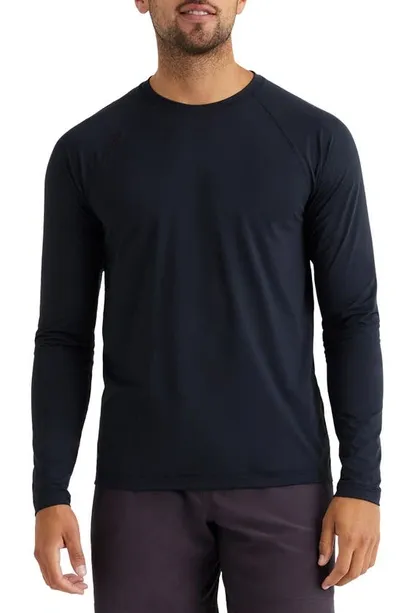 Rhone Crew Neck Long Sleeve T-shirt In Blue Fog