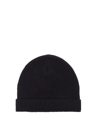 Gucci Gg-jacquard Wool-blend Beanie Hat In Blue