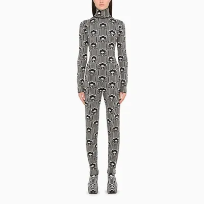 Prada Black/white Jacquard Knitted Overall In Multicolor