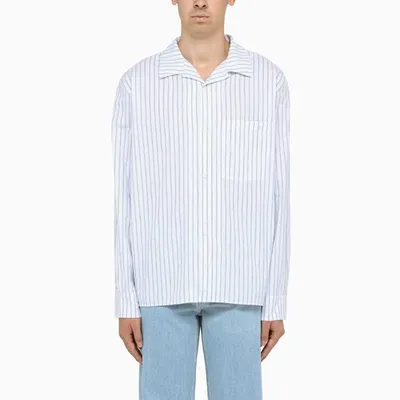 Loewe Striped Casual Shirt In Light Blue